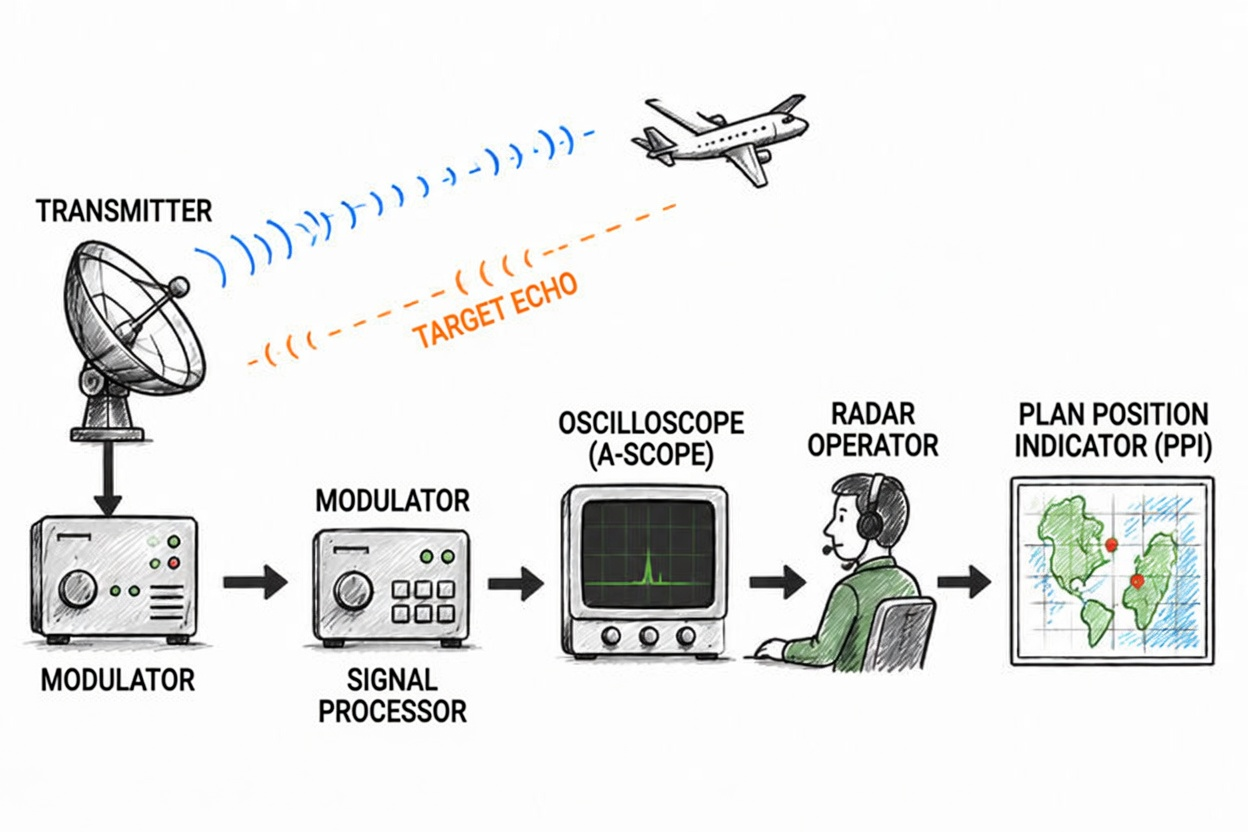 Figure 1.5 Basic idea of early radio echo experiments