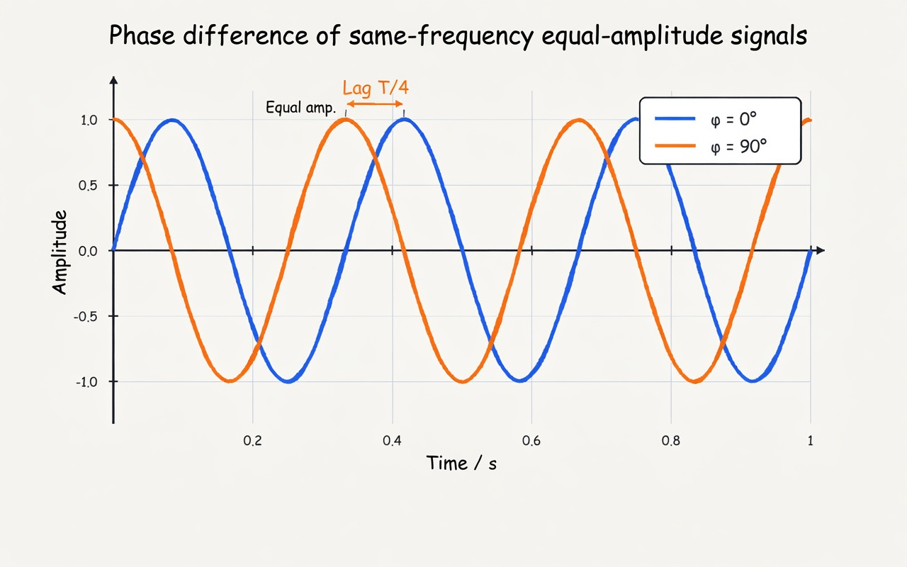 Figure 2.10 Phase difference of same-frequency, same-amplitude signals