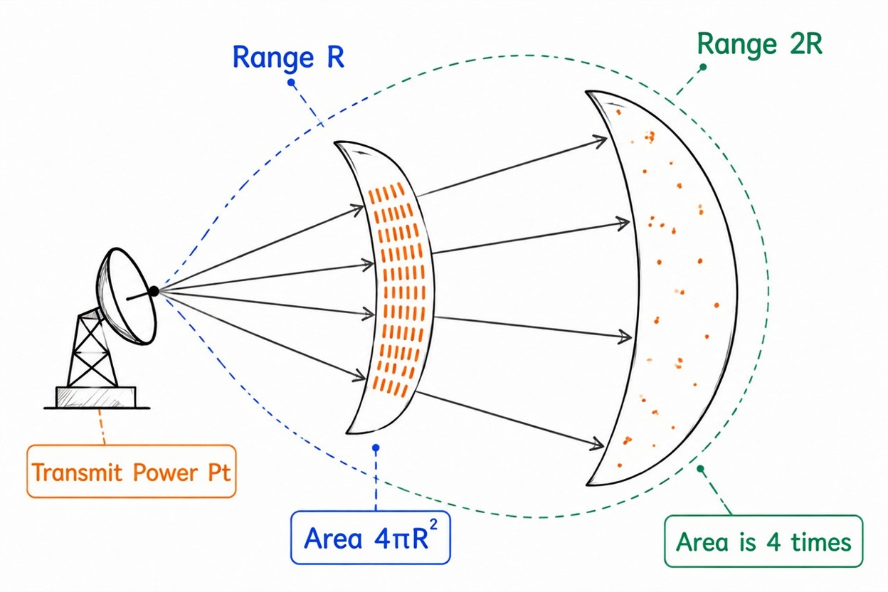 Figure 3.5 $1/R^4$ range attenuation curve