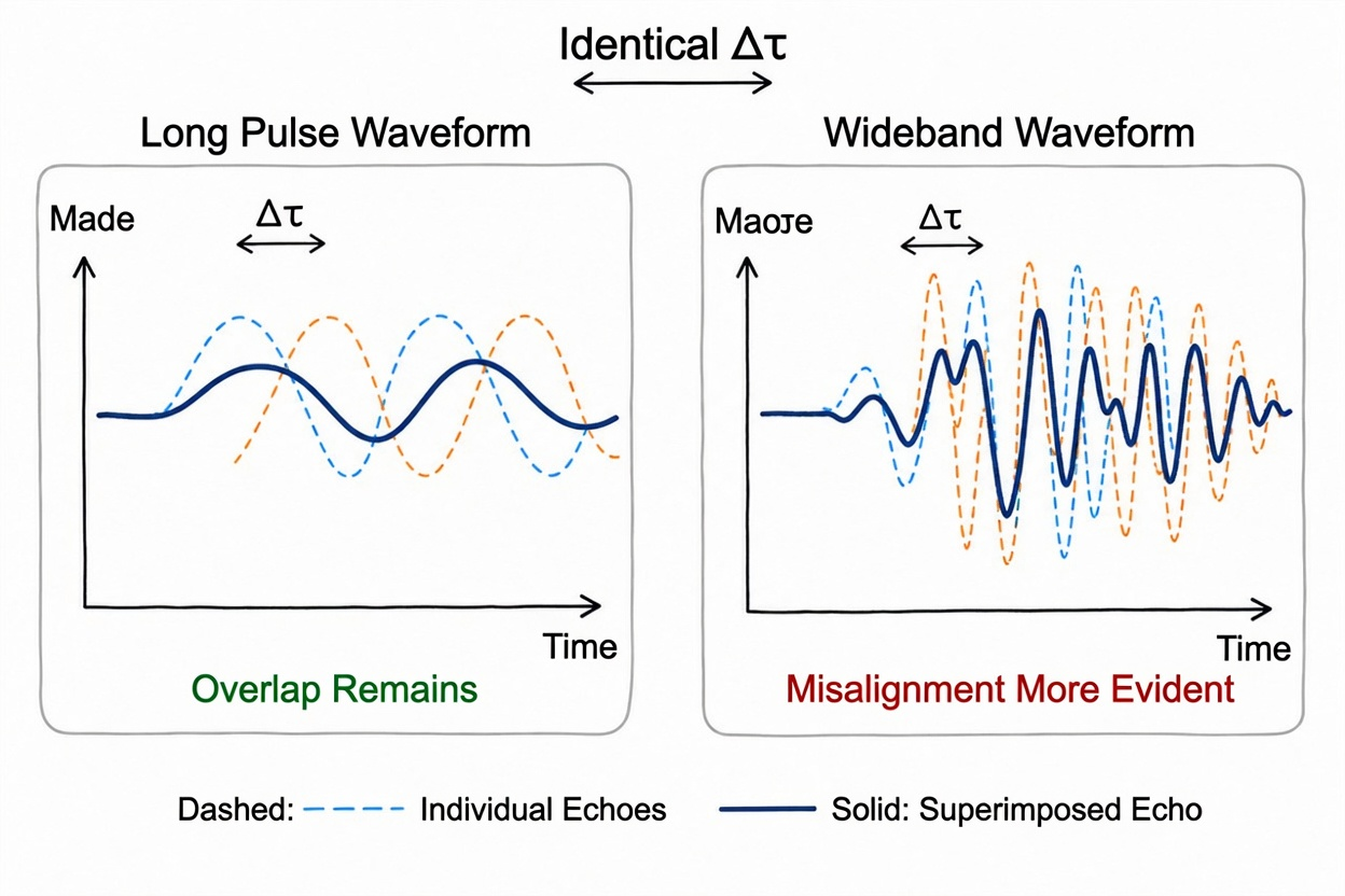 Figure 4.3 Sensitivity comparison between ordinary long pulse and wide-bandwidth waveform to small misalignments