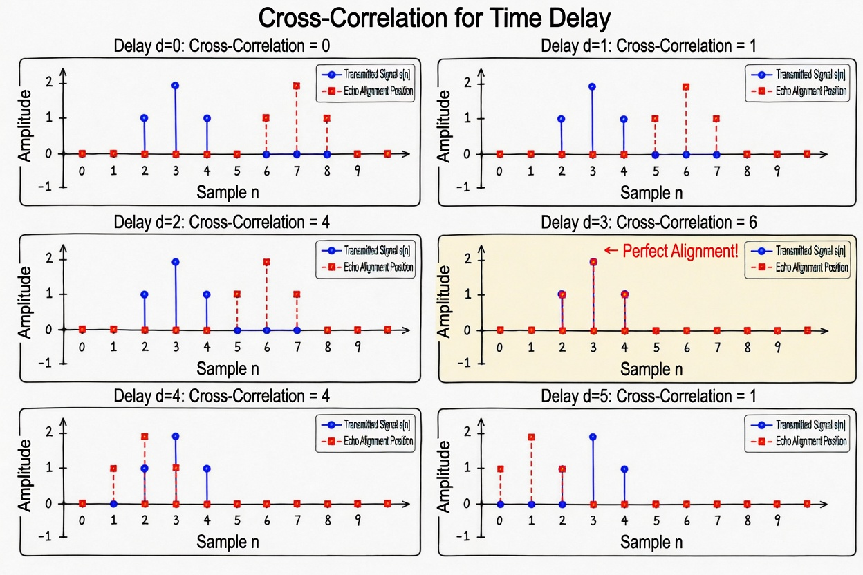 Figure 4.8 Intuitive illustration of finding time delay through cross-correlation