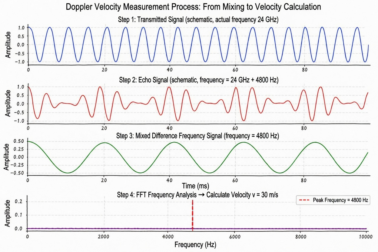 Figure 5.2 Mixing and Frequency Measurement in Continuous Wave Velocity Measurement