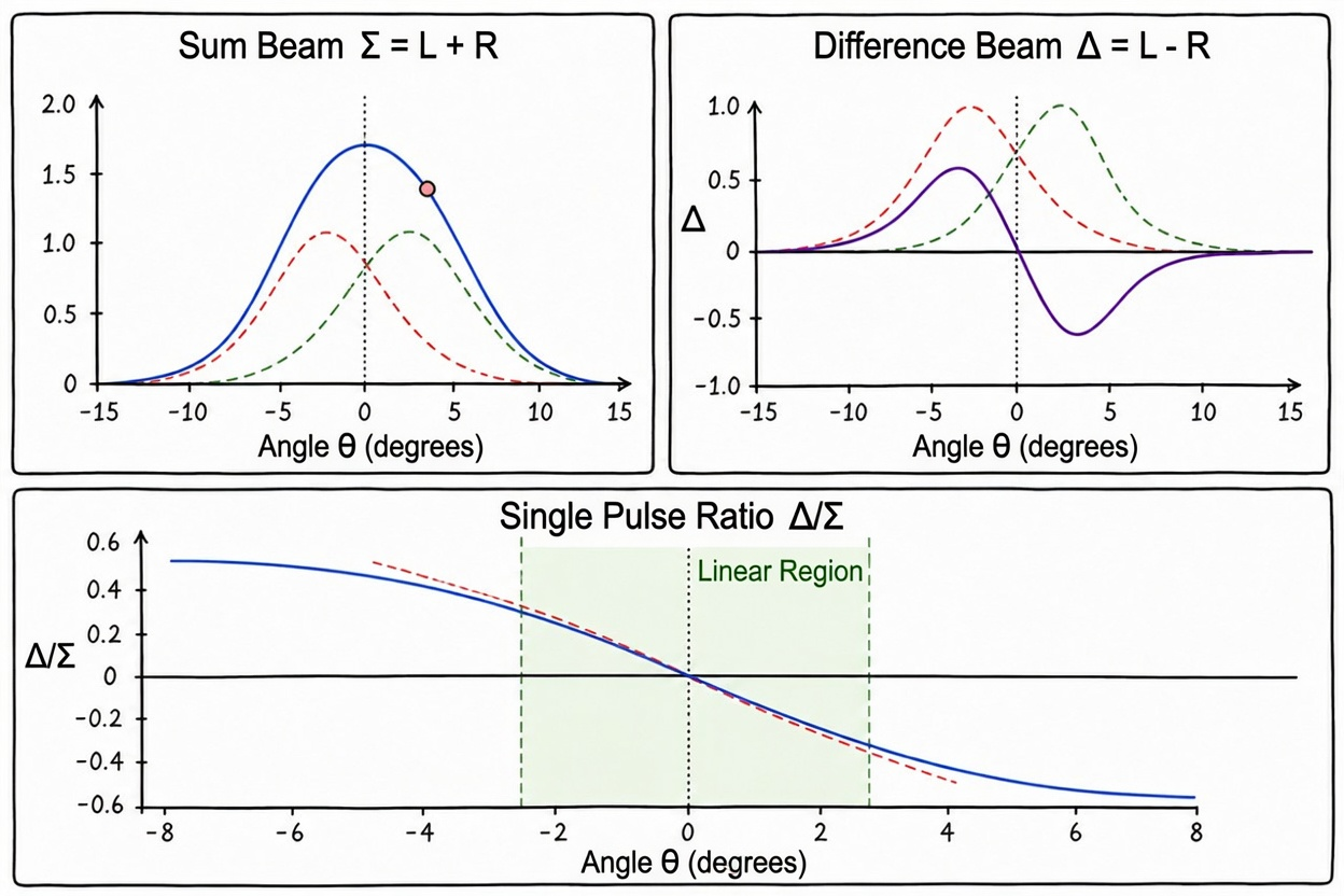 Figure 7.11 Sum and Difference Beams for Monopulse Angle Measurement