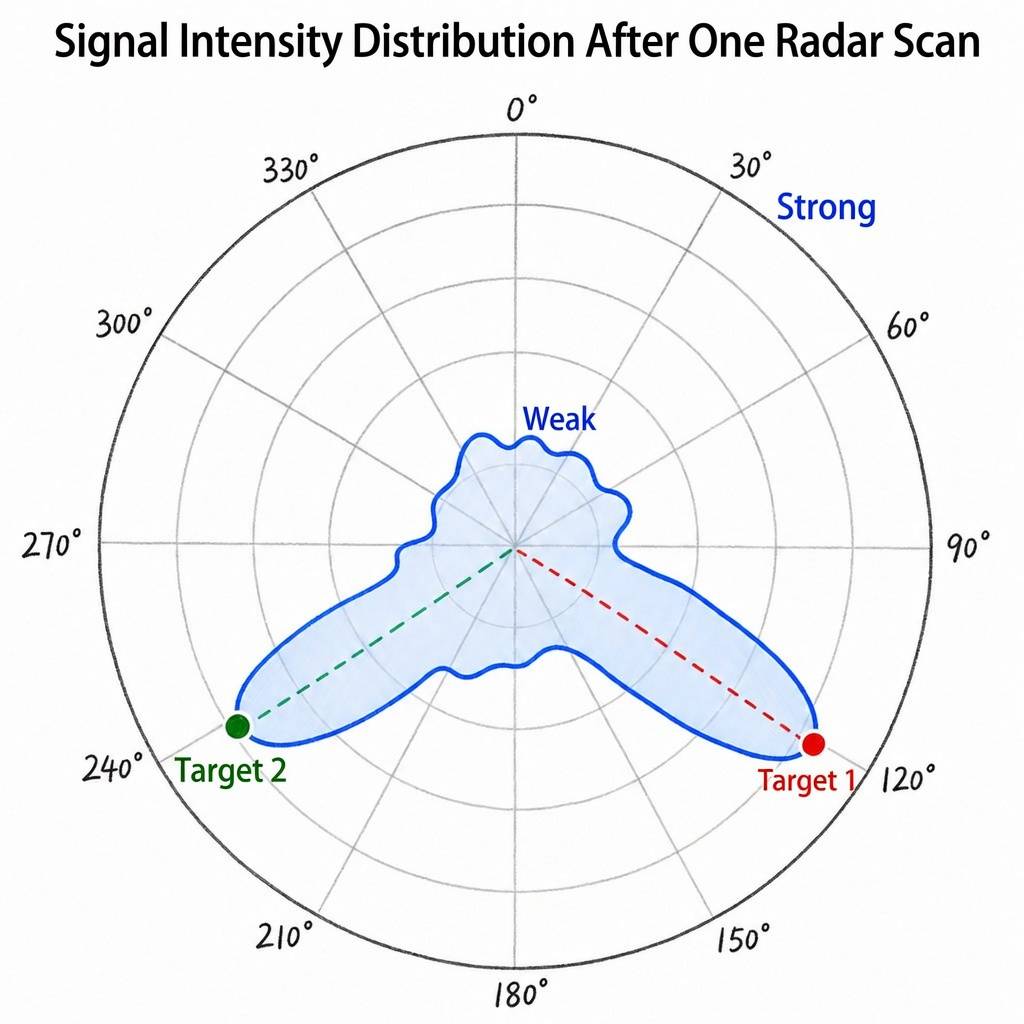 Figure 7.5 Polar coordinate signal intensity distribution after radar scanning