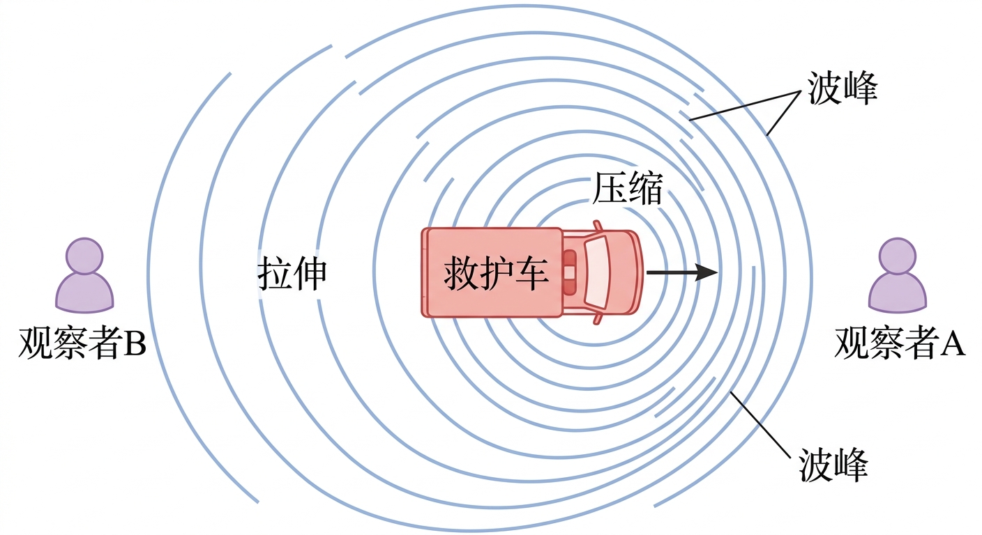 多普勒效应：波峰的压缩与拉伸
