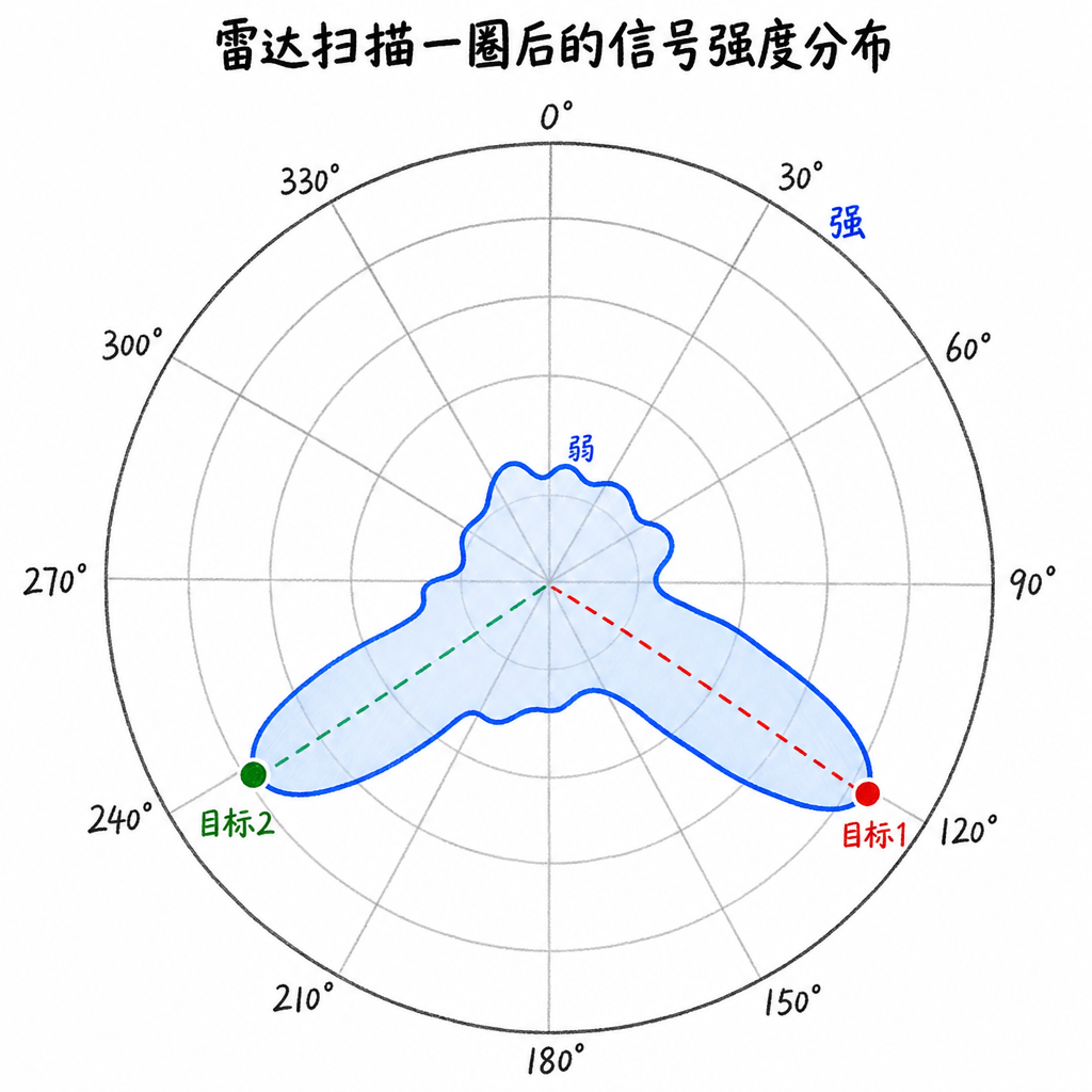 Figure 7.5 Polar coordinate signal intensity distribution after radar scanning